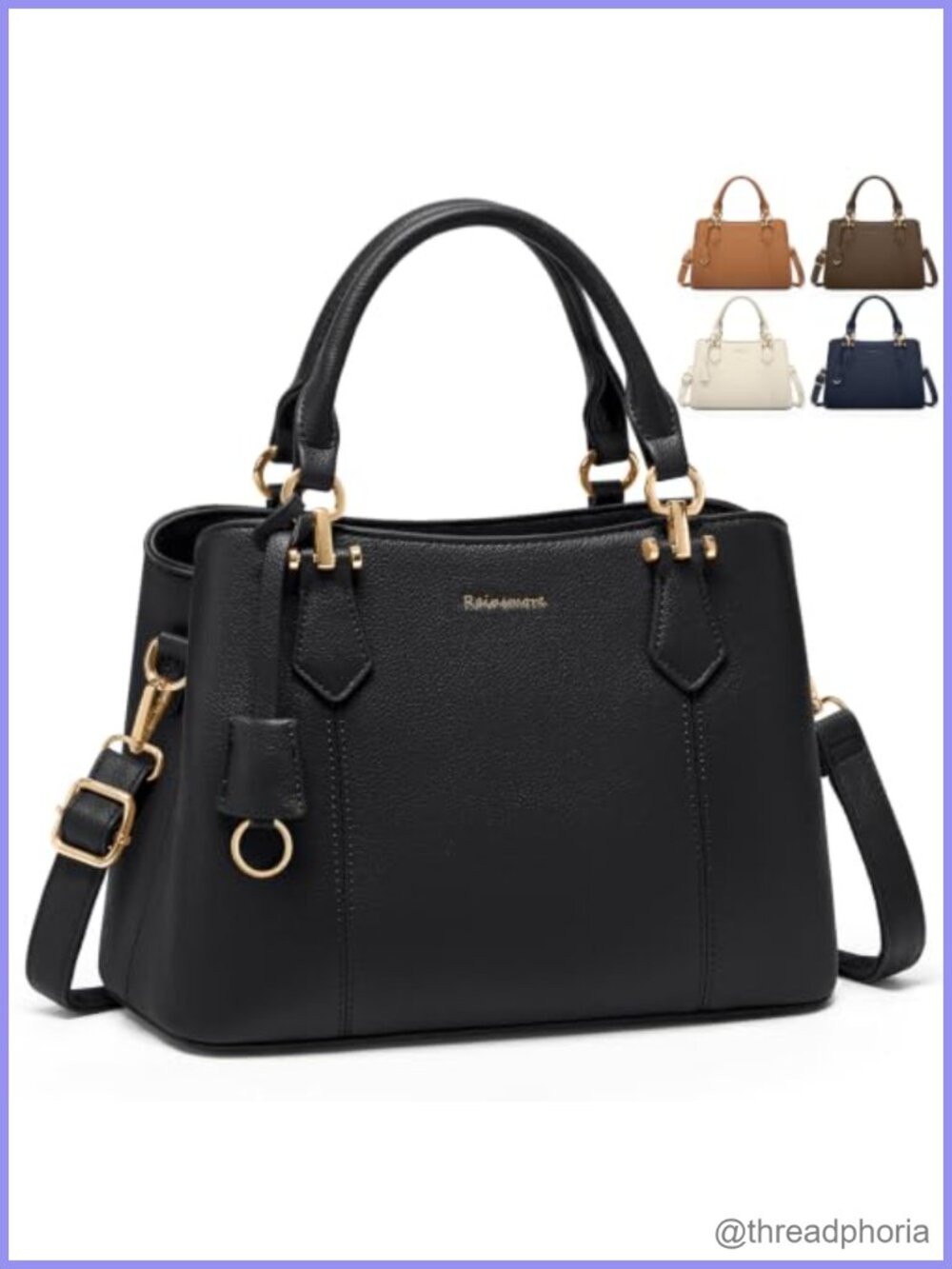 Waterproof PU Leather Satchel Top-Handle Handbag Anti-Theft Crossbody Purse - Picture 1 of 6